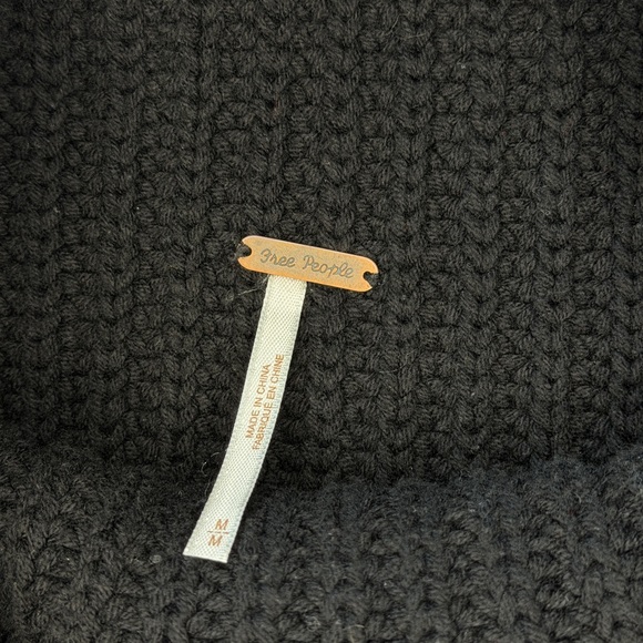 Free People Chunky Knit Turtleneck Sweater Black Medium - Picture 3 of 7